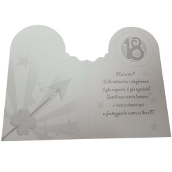 Biglietto Auguri 18 Anni Sagomato Freccia – Idea Regalo Compleanno Originale con Frase Spiritosa – Formato A5
