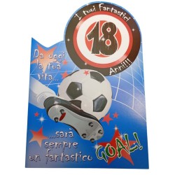 Biglietto Auguri 18 Anni Sagomato Tema Calcio – Compleanno Ragazzo – Idea Regalo Originale con Frase Divertente