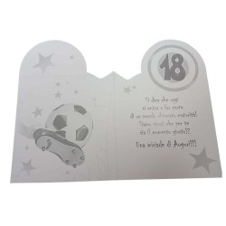 Biglietto Auguri 18 Anni Sagomato Tema Calcio – Compleanno Ragazzo – Idea Regalo Originale con Frase Divertente