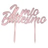 Cake Topper Il Mio Battesimo in Plexiglass Rosa – Decorazione Torta Battesimo Elegante Silhouette