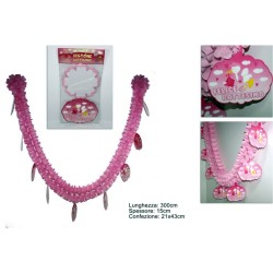 FESTONIE FELICE BATTESIMO CON CICOGNA E NUVOLETTA ROSA -CELESTE 3 MT