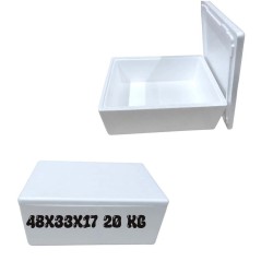 Scatola Termica in Polistirolo 20 kg con Coperchio – Contenitore Isotermico 48x33x17 cm per Alimenti, Bevande,Spedizioni