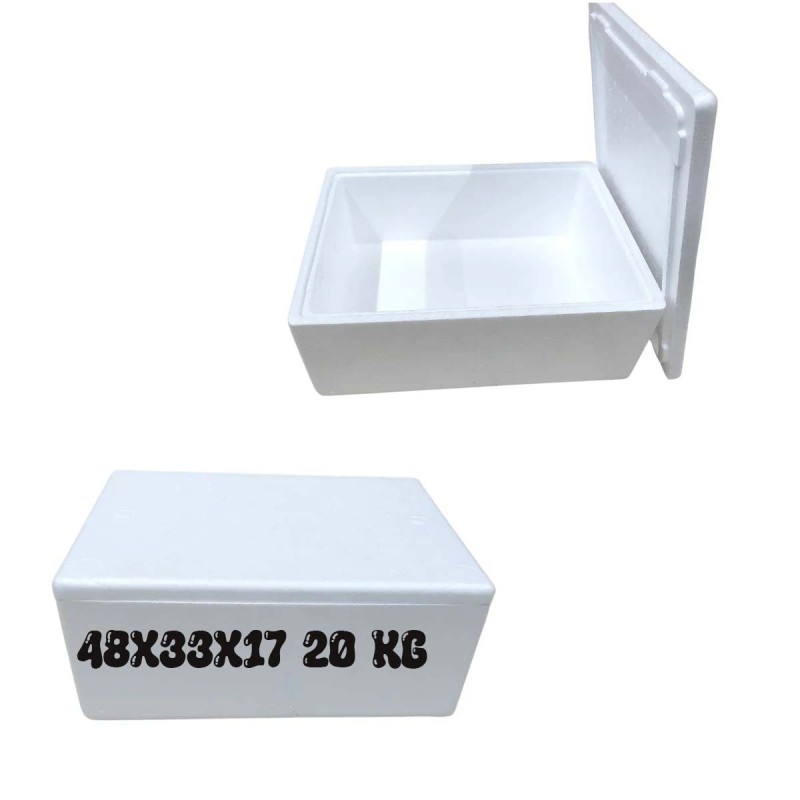 Scatola Termica in Polistirolo 20 kg con Coperchio – Contenitore Isotermico 48x33x17 cm per Alimenti, Bevande,Spedizioni
