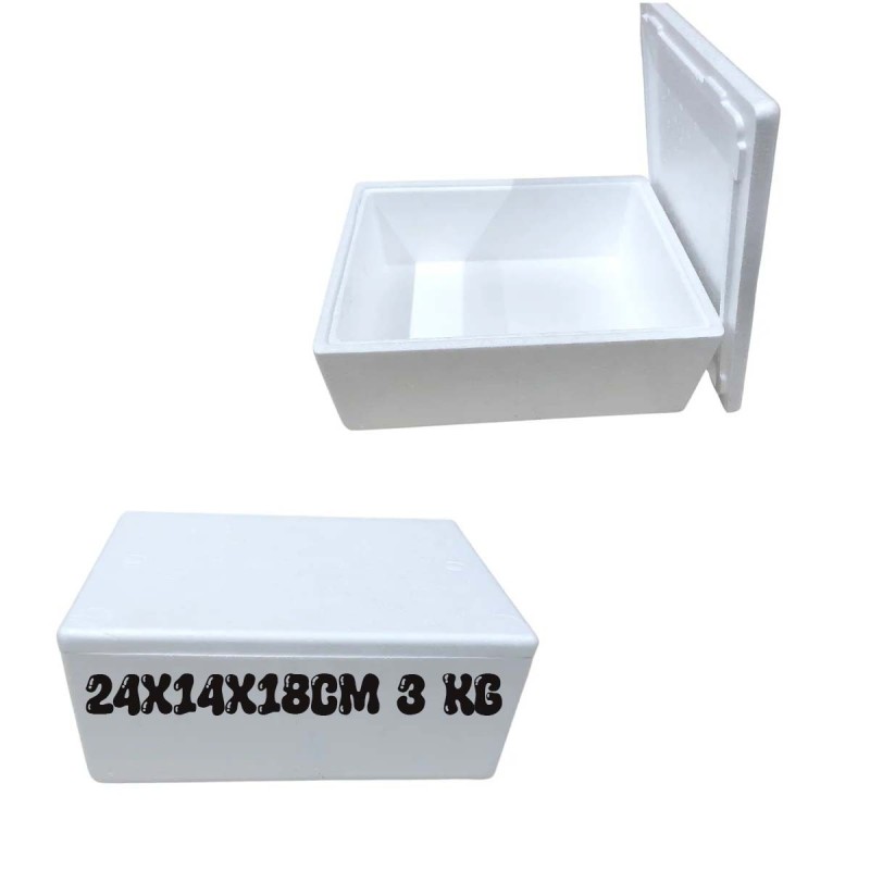 Scatola Termica in Polistirolo 3kg con Coperchio – Contenitore Isotermico 24x14x18 cm per Alimenti, Bevande,Spedizioni