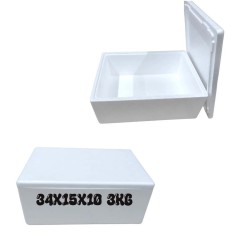 Scatola Termica in Polistirolo 3kg con Coperchio Rettangolare Contenitore Isotermico 34x15x10 cm per Spedizioni