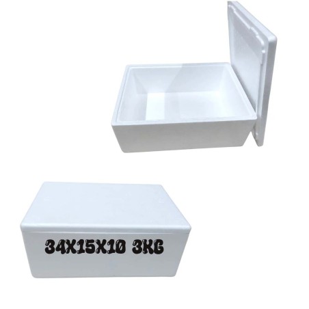 Scatola Termica in Polistirolo 3kg con Coperchio Rettangolare Contenitore Isotermico 34x15x10 cm per Spedizioni