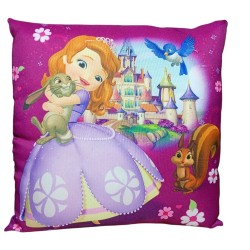 Cuscino Sofia la Principessa Disney – Cuscino Decorativo Bambina 40x40 cm con Castello, Morbido e Colorato