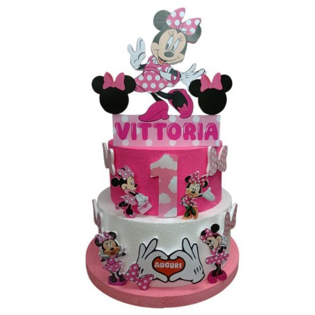 "​Torta Scenografica Personalizzata di Minnie per Compleanni – Decorazione Unica con Nome e Numero