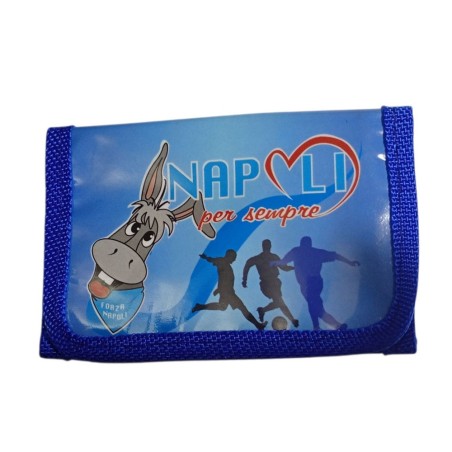 Portafoglio Calcio Napoli per Bambino – Wallet Partenopei con Chiusura in Velcro e Portamonete 22x11cm