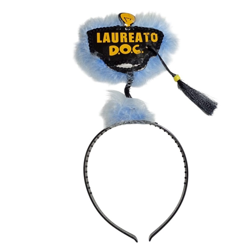 Cerchietto Laureato D.O.C. con Piume Azzurre – Accessorio Divertente per Festa di Laurea Uomo Donna