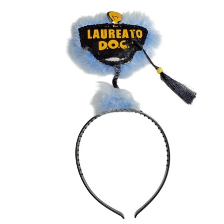 Cerchietto Laureato D.O.C. con Piume Azzurre – Accessorio Divertente per Festa di Laurea Uomo Donna