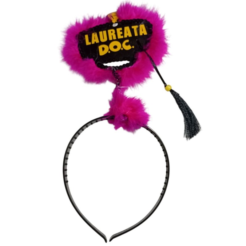 Cerchietto Laureata D.O.C. Rosa con Piume – Accessorio Divertente per Festa di Laurea Donna