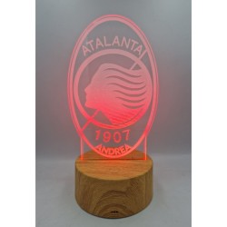 Lampada LED Atalanta Personalizzata con Nome – Luce Notturna Multicolore in Plexiglass con Base Nera – Idea Regalo Tifosi Calcio