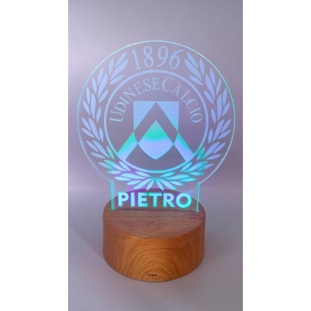 Lampada LED Personalizzata Udinese Calcio | Luce Notturna Plexiglass Multicolore con Nome | Decorazione Camera Tifosi