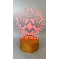 Lampada LED Personalizzata Udinese Calcio | Luce Notturna Plexiglass Multicolore con Nome | Decorazione Camera Tifosi