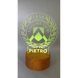 Lampada LED Personalizzata Udinese Calcio | Luce Notturna Plexiglass Multicolore con Nome | Decorazione Camera Tifosi