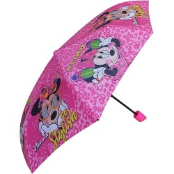 Ombrello Pieghevole Bambina Minnie Disney | Antivento Compatto da Borsa 23 cm | Struttura Rinforzata in Fibra Flessibile