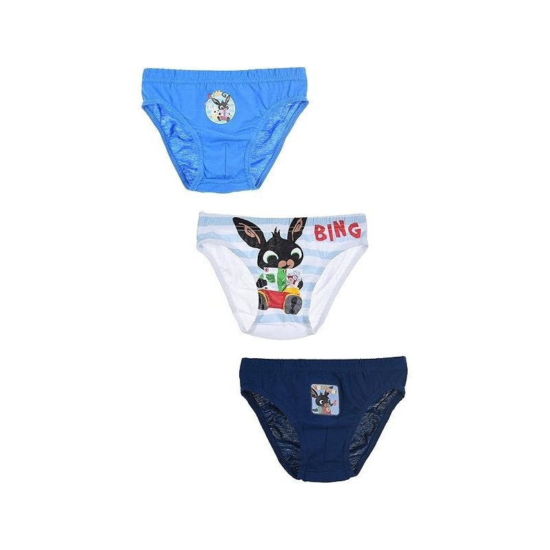 Set 3 Slip Bambino Bing – Mutandine in Cotone Morbido Blu Bianco Azzurro (Taglia 4-5 Anni)