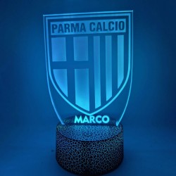 Lampada LED Parma Calcio Personalizzata – Stemma in Plexiglass con Nome – Luce Notturna Multicolore da Camera 7 Colori