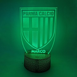 Lampada LED Parma Calcio Personalizzata – Stemma in Plexiglass con Nome – Luce Notturna Multicolore da Camera 7 Colori