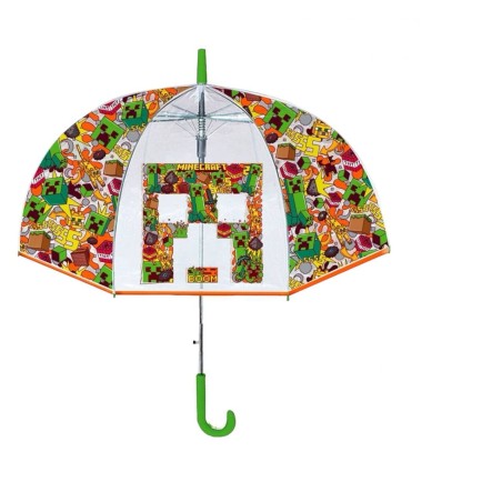 Ombrello Trasparente Cupola Ø48cm Minecraft Bambini Pioggia Accessorio