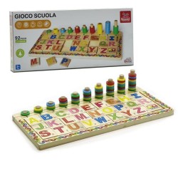 Gioco Montessori in Legno 92 Pezzi – Alfabetiere Educativo con Lettere, Tessere e Cilindri