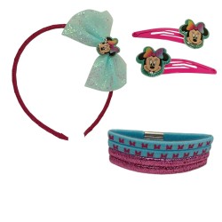 Set Accessori Capelli Minnie Mouse 7 Pezzi – Cerchietto, Mollette ed Elastici | Disney Ufficiale | Idea Regalo Bambina