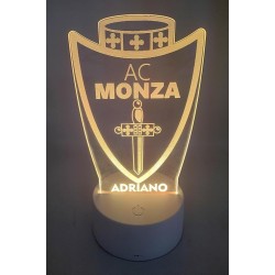 Lampada LED Personalizzata AC Monza in Plexiglass Stemma Multicolore 7 Colori Luce Notturna USB/ Batterie Idea Regalo Tifosi