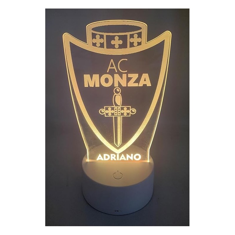 Lampada LED Personalizzata AC Monza in Plexiglass Stemma Multicolore 7 Colori Luce Notturna USB/ Batterie Idea Regalo Tifosi