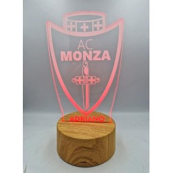 Lampada LED Personalizzata AC Monza in Plexiglass Stemma Multicolore 7 Colori Luce Notturna USB/ Batterie Idea Regalo Tifosi