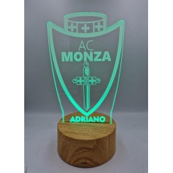 Lampada LED Personalizzata AC Monza in Plexiglass Stemma Multicolore 7 Colori Luce Notturna USB/ Batterie Idea Regalo Tifosi