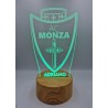 Lampada LED Personalizzata AC Monza in Plexiglass Stemma Multicolore 7 Colori Luce Notturna USB/ Batterie Idea Regalo Tifosi