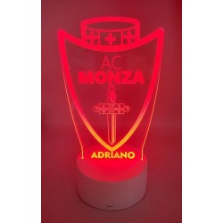 Lampada LED Personalizzata AC Monza in Plexiglass Stemma Multicolore 7 Colori Luce Notturna USB/ Batterie Idea Regalo Tifosi