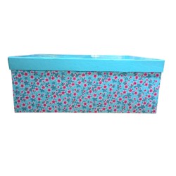 Scatola Regalo in Cartone 35X27X13 cm con Coperchio Azzurro e Fantasia Floreale per Regali, Bomboniere e Confezioni Speciali