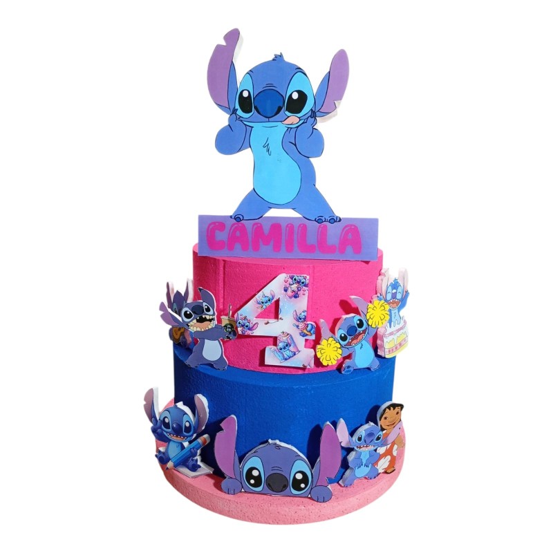 Torta di Compleanno Personalizzata Lilo & Stitch con Nome ed Età – Decorazione in Polistirolo 3D