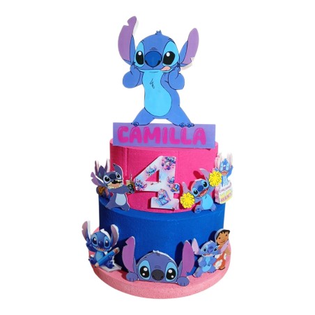 Torta di Compleanno Personalizzata Lilo & Stitch con Nome ed Età – Decorazione in Polistirolo 3D