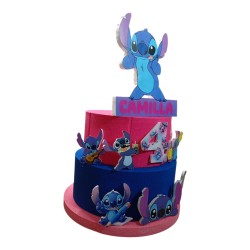 Torta di Compleanno Personalizzata Lilo & Stitch con Nome ed Età – Decorazione in Polistirolo 3D