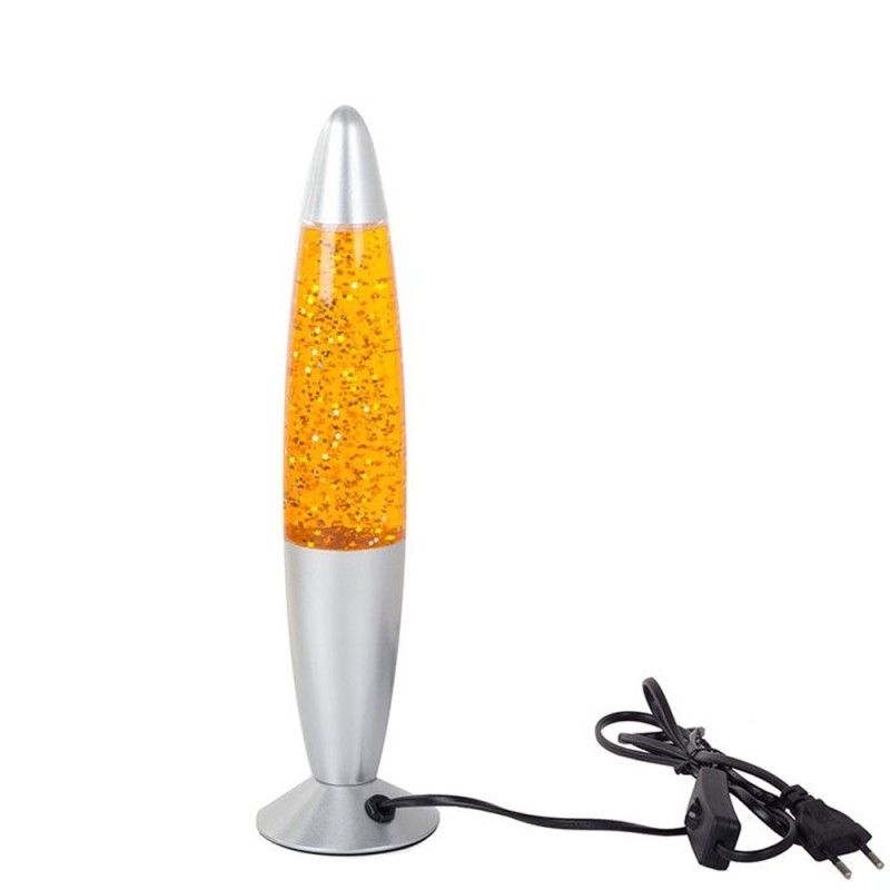 Lampada Lava Glitter Giallo 35 cm – Idea Regalo Decorativa, Luce Notturna per Bambini e Adulti, Design Casa e Ufficio