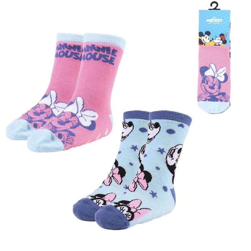 Set 2 Paia Calzini Antiscivolo Minnie Disney 31-34 – Caldo Cotone, Comfort e Sicurezza
