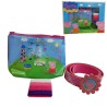 Set Regalo Peppa Pig: Borsa Pochett + Mollettina Capelli + Cintura Fiore Bambina - Idee Regalo