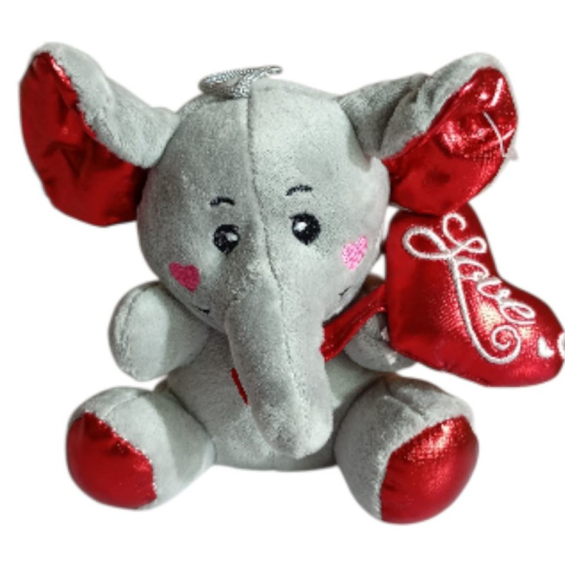 “Peluche Elefantino con Cuore Love 14 cm – Morbido, Regalo Romantico per Bambini e Coppie”