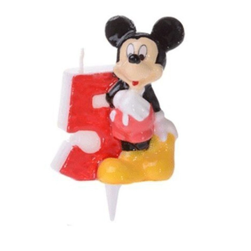 Candela Numero 5 Topolino Disney – Decorazione Torta Compleanno Bambini, Festa Tema Topolino, Idea Regalo