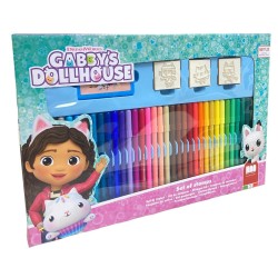 Gabby’s Dollhouse Disney – Set da Disegno Creativo 41 Pezzi con Pennarelli Lavabili Fila, Timbri e Album
