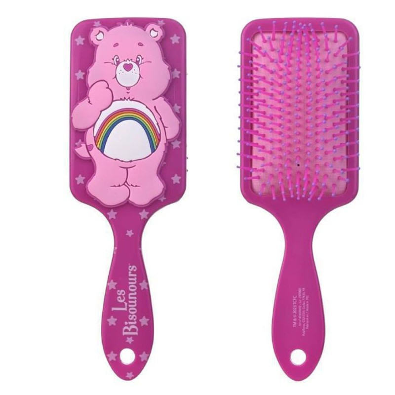 Spazzola Piatta per Capelli 3D Les Bisounours – Orsetto Arcobaleno, 22 cm, Design Cute e Colorato