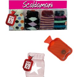 Scaldamani Riutilizzabile in Gomma con Copertura Morbida 4 PZ– Mini Borsa dell’Acqua Calda per Mani Fredde e Relax