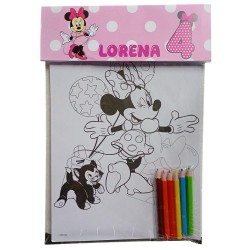 Kit Festa Disney Minnie Personalizzato Bambina – Album da Colorare + Matitine | Regalini Fine Festa Compleanno e Battesimo