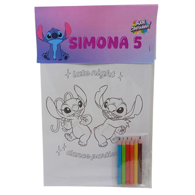 Set Disney Stitch da Colorare Personalizzato – Regalini Fine Festa Creativi per Bambini con Colori Inclusi