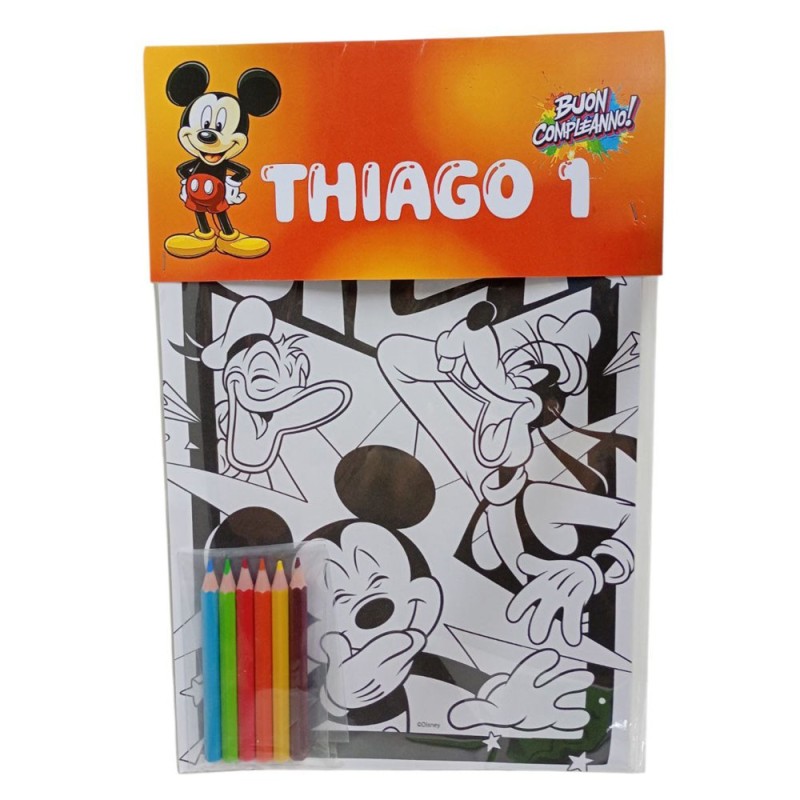 Regalini Fine Festa Mickey Mouse – Kit da Colorare Personalizzato con Nome ed Età | Matite Incluse, Idea Compleanno Bambini