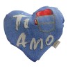 Cuscino Cuore “Ti Amo” Effetto Jeans – 20 cm | Idea Regalo Romantica Originale con Cuore nel Taschino