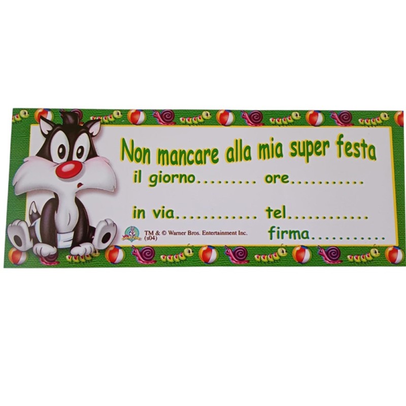 Inviti di Compleanno Baby Silvestro – Blocco da 12 Biglietti Baby Looney Tunes | Festa Bambini Tenera e Divertente